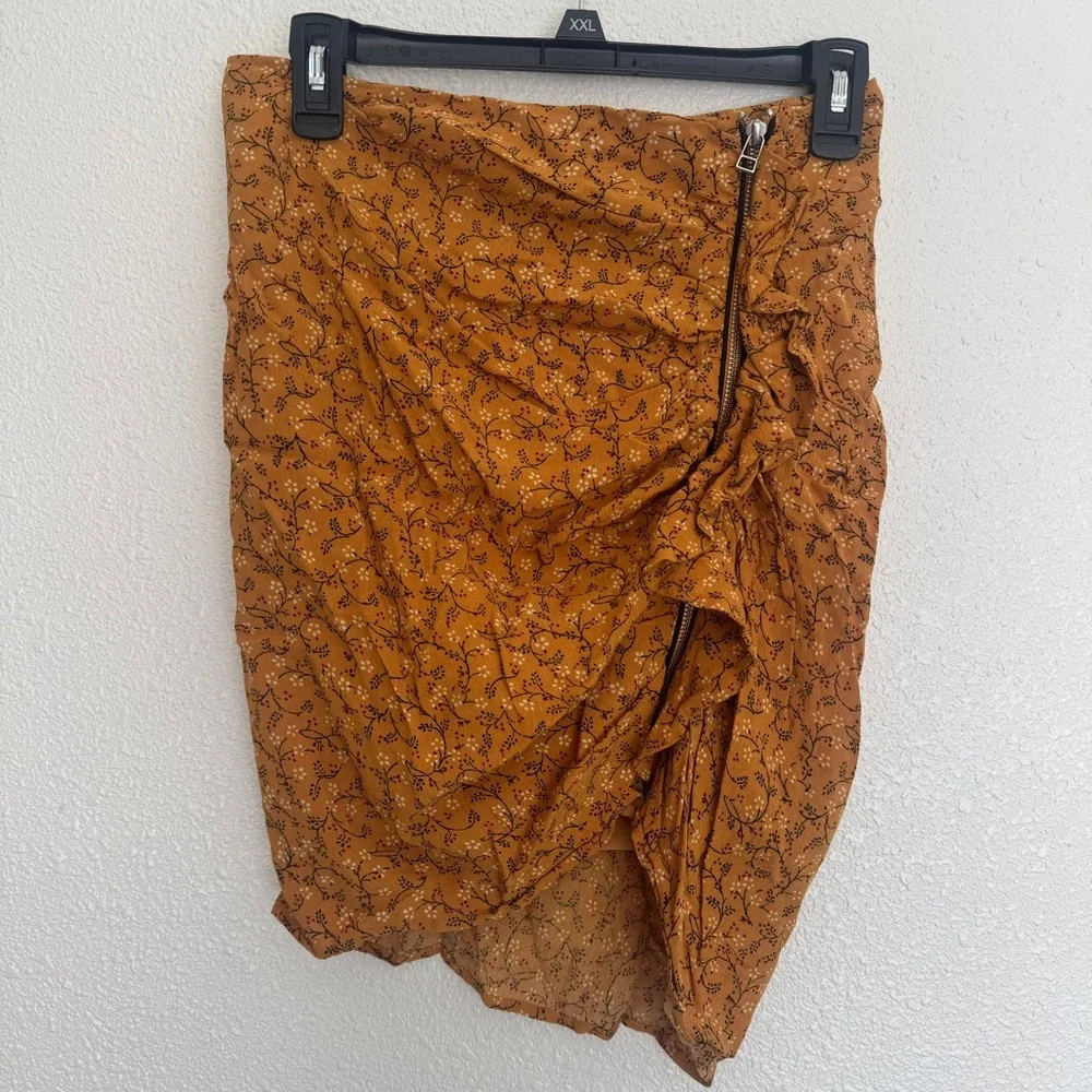 Veronica Beard Size 4 Spencer Mustard Yellow Ditsy Floral Ruched Mini Skirt - Picture 6 of 12